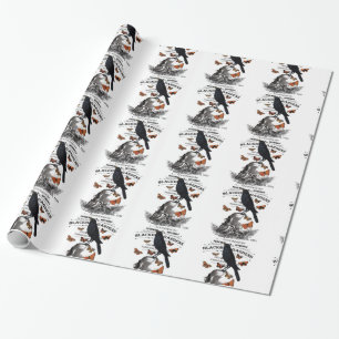 moderner vintage Halloween-Rabe und Totenkopf Geschenkpapier