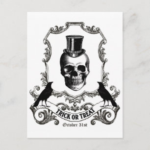Moderner Vintage-Halloween-Schädel Postkarte