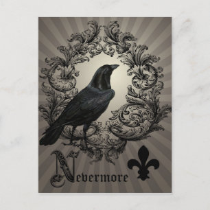 moderner vintage halloweenrabe postkarte