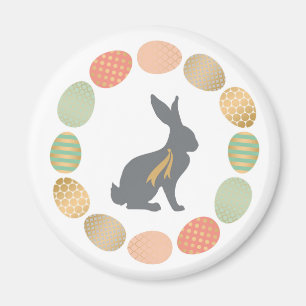 Moderner vintage Osterhase und Eier Magnet