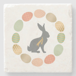 Moderner vintage Osterhase und Eier Steinuntersetzer