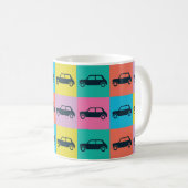 Moderner Vintage-Schachbrett-Mini-Cooper Kaffeetasse (VorderseiteRechts)