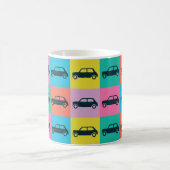 Moderner Vintage-Schachbrett-Mini-Cooper Kaffeetasse (Mittel)