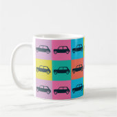 Moderner Vintage-Schachbrett-Mini-Cooper Kaffeetasse (Links)