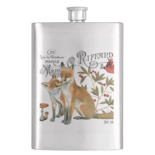moderner vintage wald-fuchs flachmann (Vorderseite)