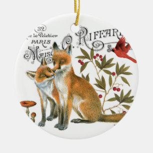 moderner vintage Wald Fuchs Keramik Ornament