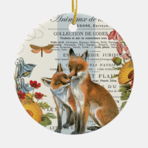 Moderner vintage Wald Fuchs Keramikornament