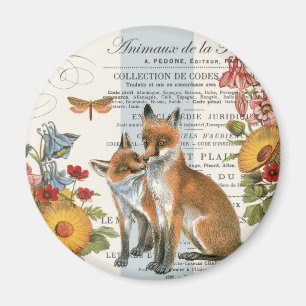 Moderner vintage Wald Fuchs Magnet