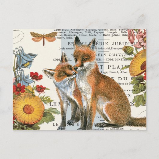 Moderner vintage Wald Fuchs Postkarte (Vorderseite)
