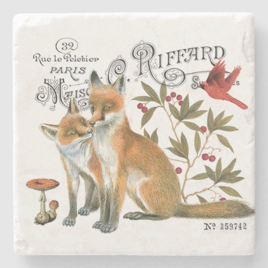 moderner vintage wald-fuchs steinuntersetzer (Vorderseite)