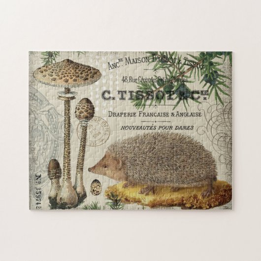 moderner vintage-wald-igel puzzle (Horizontal)