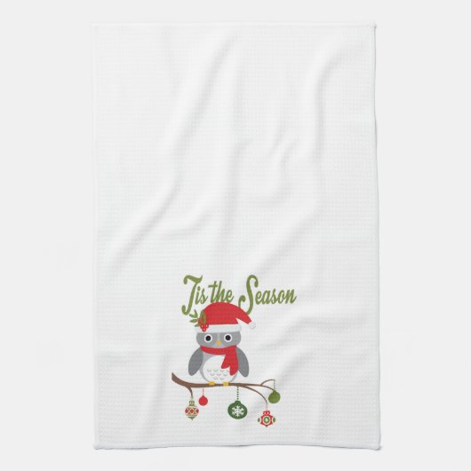 moderner vintage-weihnachts-waldkauz handtuch (Vertikal)