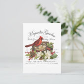 Moderner Vintage-Weihnachtskardinal Postkarte (Stehend Vorderseite)