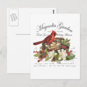 Moderner Vintage-Weihnachtskardinal Postkarte (Vorne/Hinten)