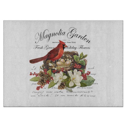 Moderner Vintage-Weihnachtskardinal Schneidebrett (Vorderseite)