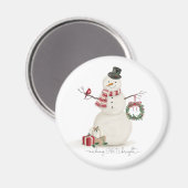 Moderner vintage-Weihnachtsmann-Schneemann Magnet (Vorderseite/Rückseite)