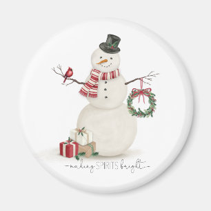 Moderner vintage-Weihnachtsmann-Schneemann Magnet