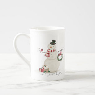 Moderner vintage-Weihnachtsmann-Schneemann Porzellantasse