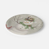 moderner vintage wintergarten schneemann pappteller (Schrägansicht)