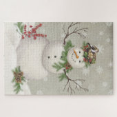 moderner vintage wintergarten schneemann puzzle (Horizontal)