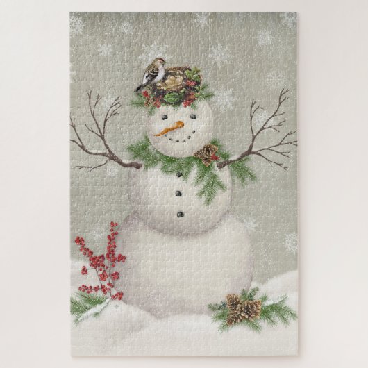 moderner vintage wintergarten schneemann puzzle (Vertikal)