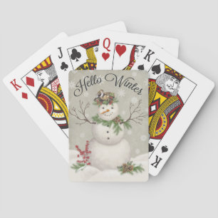 moderner vintage wintergarten schneemann spielkarten