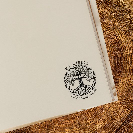 Moderner Vintager Baum, Ex Libris Book Gummistempel