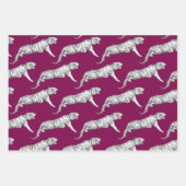 Moderner Vintager Burgund Gray Tiger Geschenkpapier Set (Vorderseite)