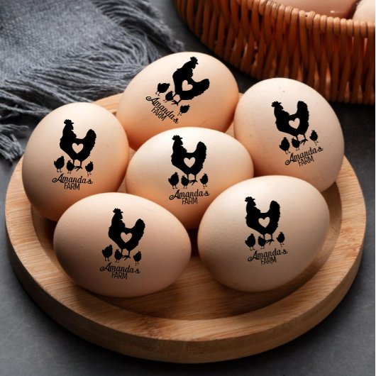 Moderner Vintager Eierhändler Name Black Egg Gummistempel