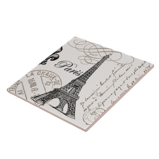 moderner Vintager Eiffel-Turm Fliese (Seite)