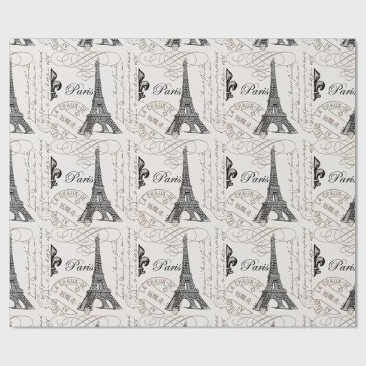 moderner Vintager Eiffel-Turm Geschenkpapier (Flach)