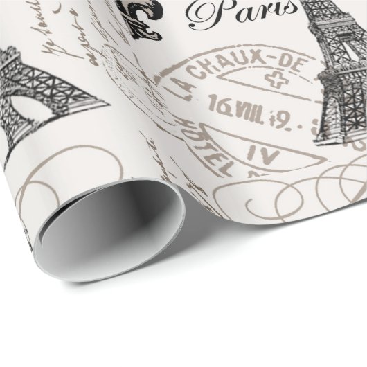 moderner Vintager Eiffel-Turm Geschenkpapier (Rolleneckpunkt)