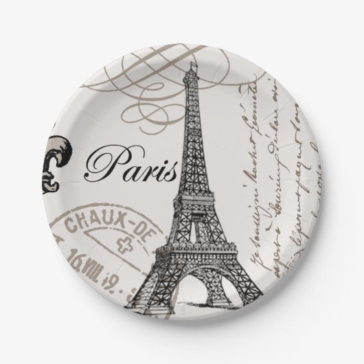 MODERNER VINTAGER EIFFEL-TURM PAPPTELLER (Vorderseite)