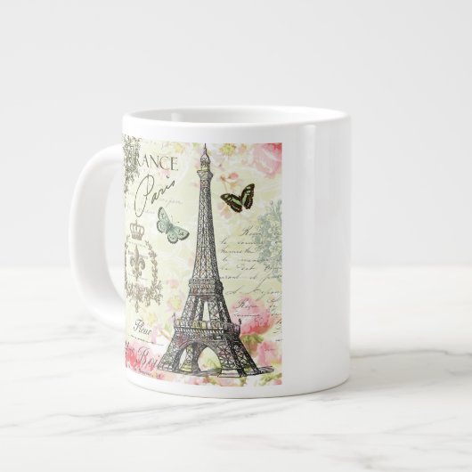 moderner Vintager Eiffelturm Jumbo-Tasse (Vorderseite Links)
