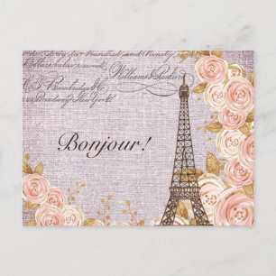 Moderner Vintager Eiffelturm Paris Frankreich Postkarte