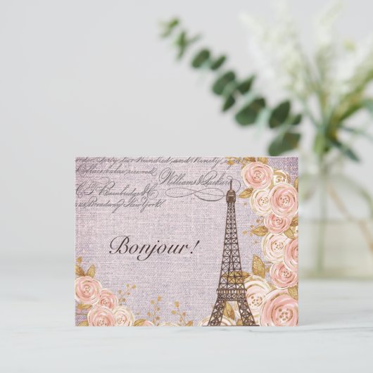 Moderner Vintager Eiffelturm Paris Frankreich Postkarte (Stehend Vorderseite)