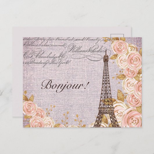 Moderner Vintager Eiffelturm Paris Frankreich Postkarte (Vorne/Hinten)