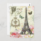 moderner Vintager Eiffelturm Postkarte (Vorne/Hinten)