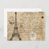 Moderner Vintager Eiffelturm Postkarte (Vorne/Hinten)