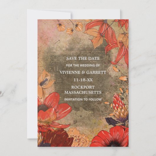 Moderner Vintager Fall Save The Date (Vorderseite)