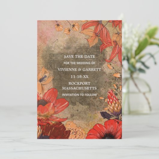 Moderner Vintager Fall Save The Date (Stehend Vorderseite)