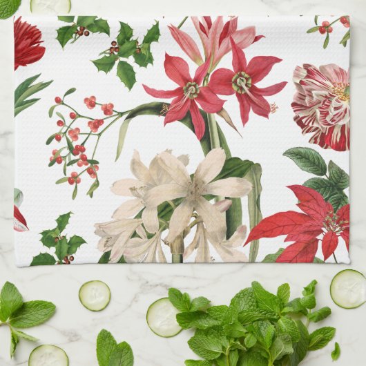 moderner Vintager Feiertag mit Blumen Geschirrtuch (Gefaltet)