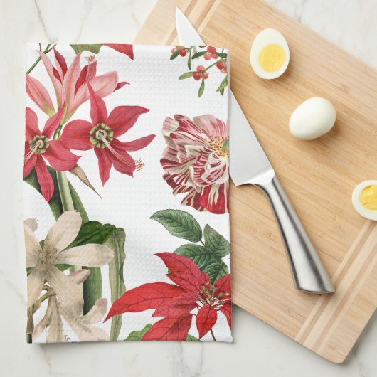 moderner Vintager Feiertag mit Blumen Geschirrtuch (Viertel Falte)