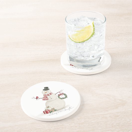 Moderner Vintager Feiertag Snowman Getränkeuntersetzer (Seite)