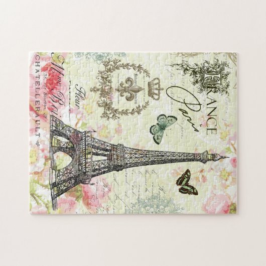 moderner Vintager Franzoseeiffel-Turm Puzzle (Horizontal)