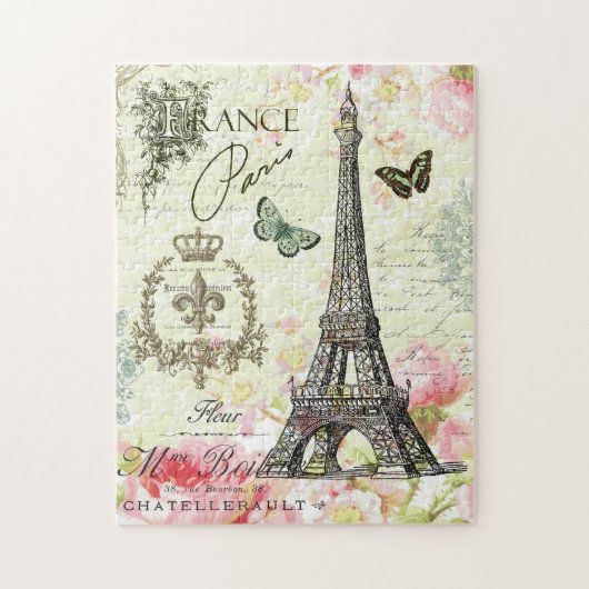 moderner Vintager Franzoseeiffel-Turm Puzzle (Vertikal)
