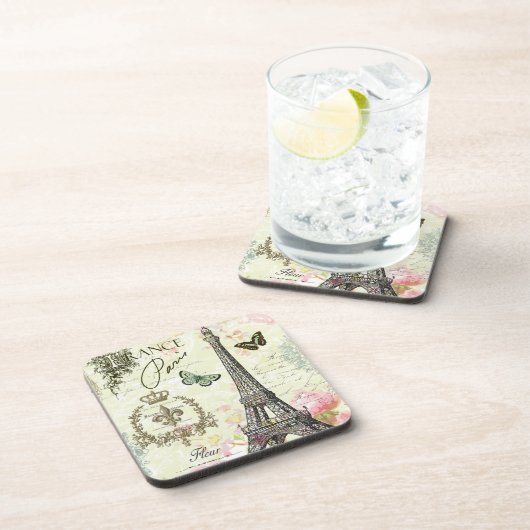 moderner Vintager Franzoseeiffel-Turm Untersetzer (Rechte Seite)