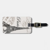 moderner Vintager französischer Eiffelturm Gepäckanhänger (Vorderseite horizontal)