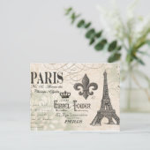moderner Vintager französischer Eiffelturm Postkarte (Stehend Vorderseite)