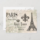 moderner Vintager französischer Eiffelturm Postkarte (Vorne/Hinten)